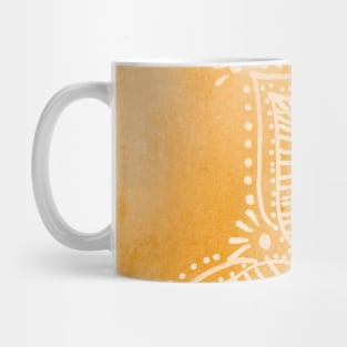 Doodled mandala on watercolor background - orange Mug